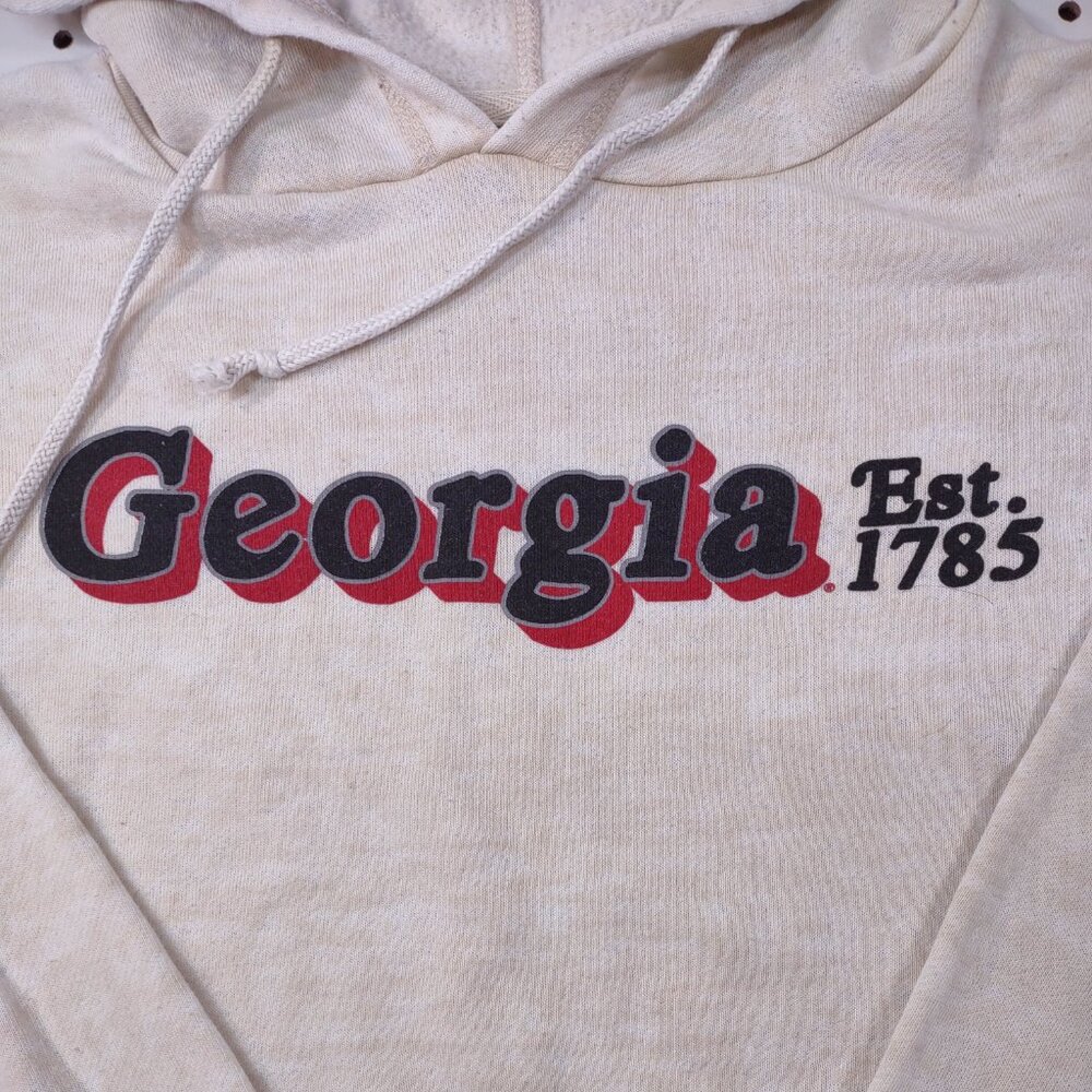 Chicka-D Cropped Cream University of Georgia Hooded Sweatshirt, Size Small - Picture 3 of 8